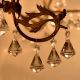 Vintage Italian Style Brass Enameled Chandelier with Faceted Diamond Crystal Drops